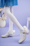 Heeled Mother of Pearl Silvery Girl's Shoes