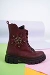 Troked Burgundy Children's Postal Boots