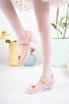 Pink Silvery Girl's Shoes with Heels