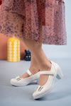 Heeled Mother of Pearl Girl's Shoes