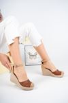 Padded Heel Straw Tan Skin Shoes