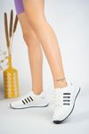 Women's White Sneakers with Black Stripes