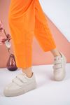 Poly Sole Velcro Beige Skin Sneakers