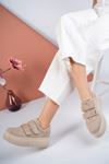 Poly Sole Velcro Mink Suede Sneakers