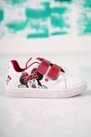 Velcro Red Printed White Baby Shoes