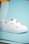 Plain White Stripe Kids Sneakers