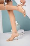 Transparent Goblet Heel Back Closed Stone Nut Sandals