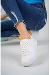 Plain White Sneakers with Mesh