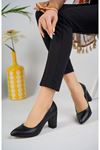 High Heel Pointed Mold Black Skin Women's Shoes
