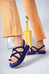 Navy Blue Women's Sandals with Eva Sole Rope