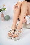 White Women's Sandals with Eva Sole Rope