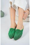 Closed Toe Braided Green Women's Slippers