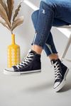 Navy Blue Long Linen Sneakers