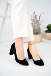 High Heel Pointed Mold Black Suede Women's Shoes