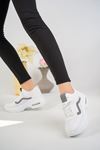 High Sole Lace-up White Women's Sneakers