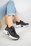 High-Top Lace-Up Black Sole White Women's Sneakers