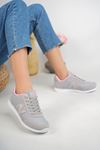 Mesh Lace-up Gray Women's Sneakers