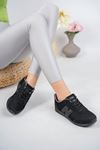Black Women's Mesh Lace-Up Sneakers