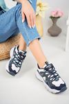 High Sole White White Garnisi Navy Blue Women's Sneakers