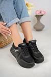 Black Women's High Sole Side Printed Sneakers