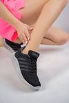 Women's Mesh Lace-up Black Women's Sneakers with Smoked Sole