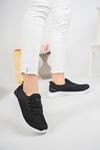Women's White Women's Sneakers with Mesh Lace-Up Black Sole