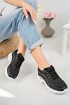 Thick Sole Lace-up Black Women's Sneakers