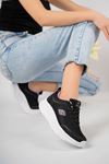 Thick Sole Lace-Up Black Sole White Women's Sneakers