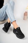 Thick Sole Lace-up Black Women's Sneakers