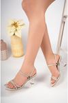 Transparent Goblet Heel Silver Slippers Sandals