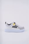 Velcro White Black Gray Stripe Kids Sneakers