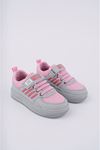 Velcro Gray Pink Stripe Kids Sneakers