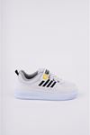 Velcro White Black Stripe Kids Sneakers