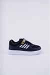 Velcro Navy Blue and White Stripe Kids Sneakers