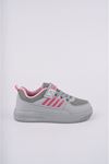 Velcro Gray Pink Stripe Kids Sneakers