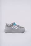 Velcro Gray White Stripe Kids Sneakers