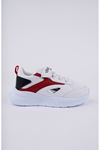 Velcro Mesh White Red Garnished Kids Sneakers