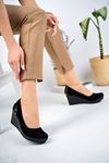 Padded Sole Back Zipper Detail Decollete Black Suede Shoes