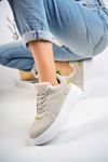 Gray Sneakers with Green Garnish