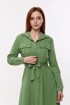 Midi Length Women's Dress with Waist Belt