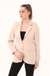 Plus Size Women's Jacket with Pocket Flap Front Button Fastening