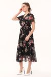 Flower Patterned Belted Women's Dress