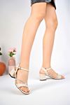 Women's Single Banded Cream Heeled Sandals