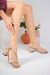 Nut Women's Sandals with Single Band Biyesi Stone Heel