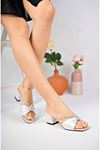 Heeled Satin V Stone Women's Slippers