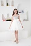 White Girl's Evening Dresses with Tulle Back