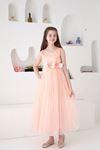 Pink Long Girl's Evening Dresses with Flower Motifs