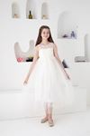 White Girl's Evening Dresses with Pearl Stones and Lace