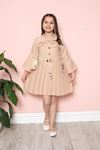Ruffled Pleated Girl's Dress with Bag