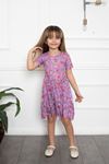 Flower Patterned Half Sleeve Girl's Dress